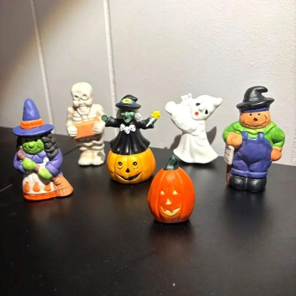 Vintage World Bazaars Ceramic Halloween Figurines - Complete Set of 6